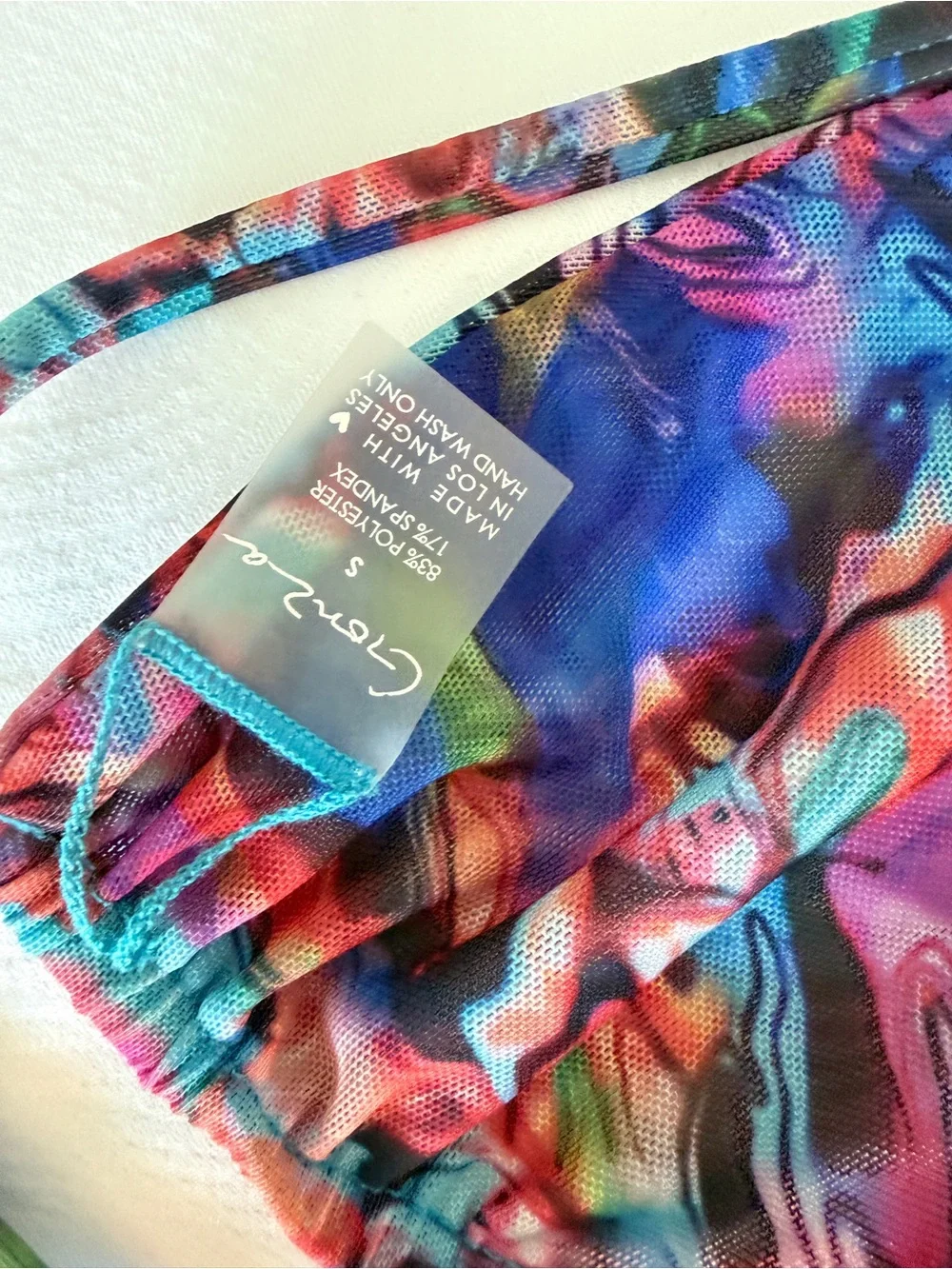 Multicolor Marble Print Triangle Bikini Set - Women - Picture 4 of 6